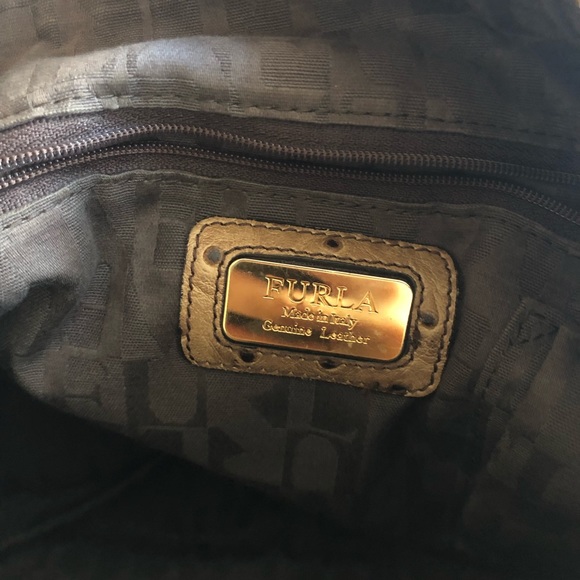 Furla Ostrich-Embossed Leather Satchel Bag - Picture 3 of 6